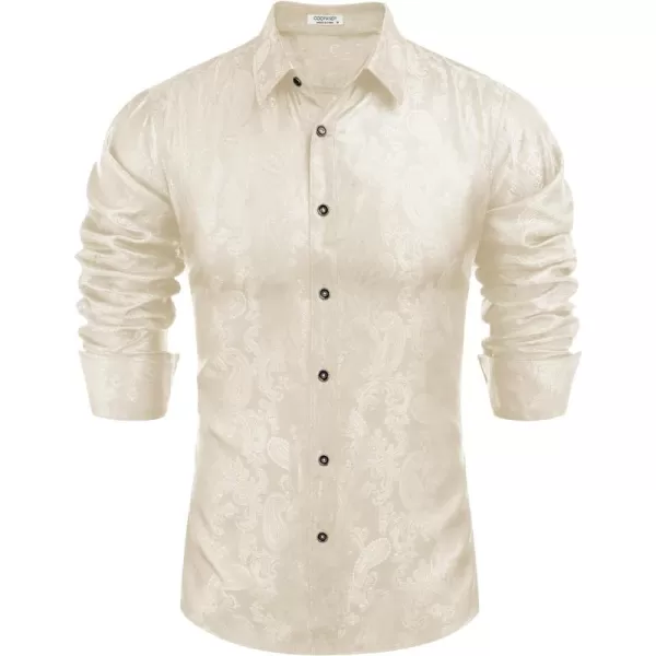 COOFANDY Men's Floral Printed Dress Shirt Long Sleeve Paisley Button Down Shirts for Wedding Party Prom