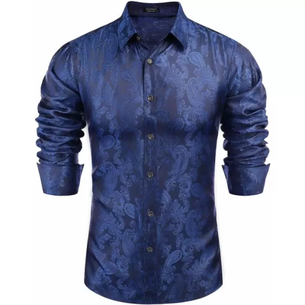 COOFANDY Men's Floral Printed Dress Shirt Long Sleeve Paisley Button Down Shirts for Wedding Party Prom