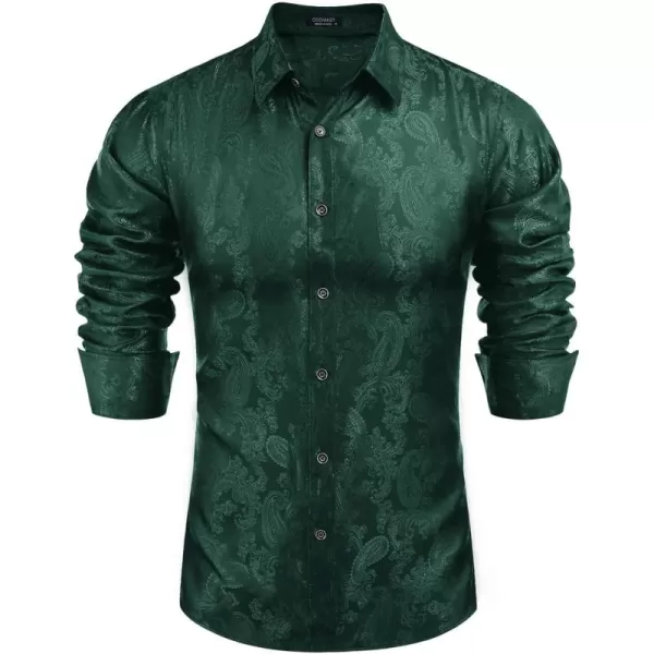 COOFANDY Men's Floral Printed Dress Shirt Long Sleeve Paisley Button Down Shirts for Wedding Party Prom