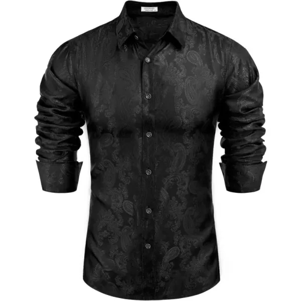 COOFANDY Men's Floral Printed Dress Shirt Long Sleeve Paisley Button Down Shirts for Wedding Party Prom
