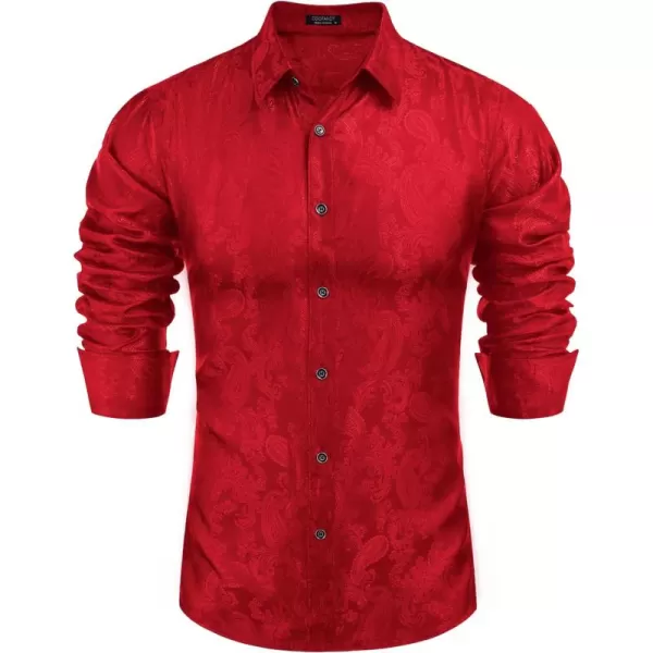 COOFANDY Men's Floral Printed Dress Shirt Long Sleeve Paisley Button Down Shirts for Wedding Party Prom