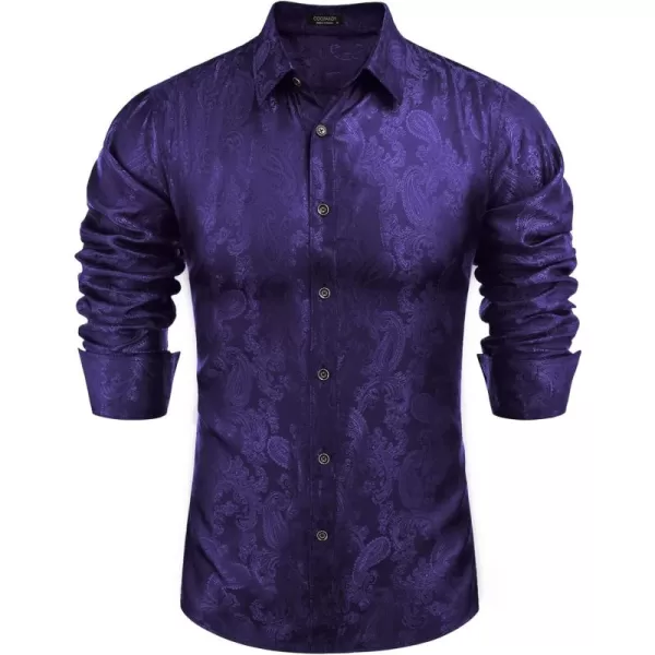 COOFANDY Men's Floral Printed Dress Shirt Long Sleeve Paisley Button Down Shirts for Wedding Party Prom