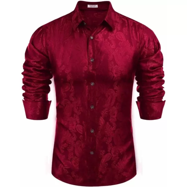 COOFANDY Men's Floral Printed Dress Shirt Long Sleeve Paisley Button Down Shirts for Wedding Party Prom
