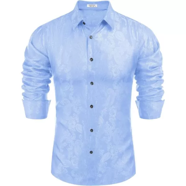 COOFANDY Men's Floral Printed Dress Shirt Long Sleeve Paisley Button Down Shirts for Wedding Party Prom