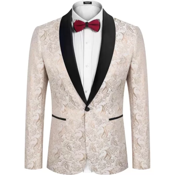 COOFANDY Men's Floral Tuxedo Jacket Jacquard Suit Jacket Slim Fit Blazer for Wedding, Prom, Dinner