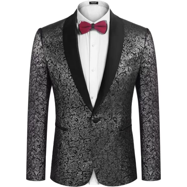 COOFANDY Men's Floral Tuxedo Jacket Jacquard Suit Jacket Slim Fit Blazer for Wedding, Prom, Dinner
