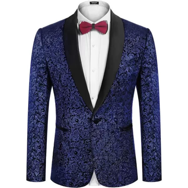 COOFANDY Men's Floral Tuxedo Jacket Jacquard Suit Jacket Slim Fit Blazer for Wedding, Prom, Dinner