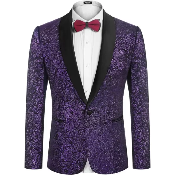 COOFANDY Men's Floral Tuxedo Jacket Jacquard Suit Jacket Slim Fit Blazer for Wedding, Prom, Dinner