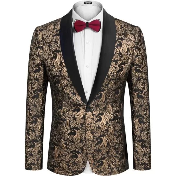 COOFANDY Men's Floral Tuxedo Jacket Jacquard Suit Jacket Slim Fit Blazer for Wedding, Prom, Dinner