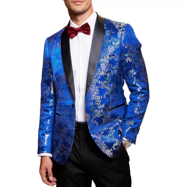 COOFANDY Men's Floral Tuxedo Jacket Luxury Embroidered Stylish Suit Blazer Jacket for Wedding Party Dinner