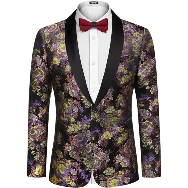 COOFANDY Men's Floral Tuxedo Jacket Luxury Embroidered Stylish Suit Blazer Jacket for Wedding Party Dinner