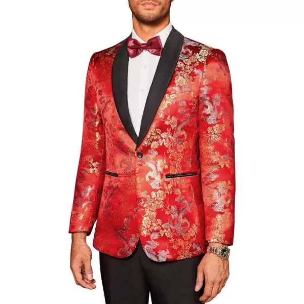 COOFANDY Men's Floral Tuxedo Jacket Luxury Embroidered Stylish Suit Blazer Jacket for Wedding Party Dinner