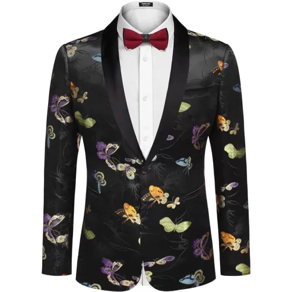 COOFANDY Men's Floral Tuxedo Jacket Luxury Embroidered Stylish Suit Blazer Jacket for Wedding Party Dinner