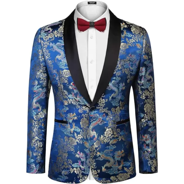 COOFANDY Men's Floral Tuxedo Jacket Luxury Embroidered Stylish Suit Blazer Jacket for Wedding Party Dinner