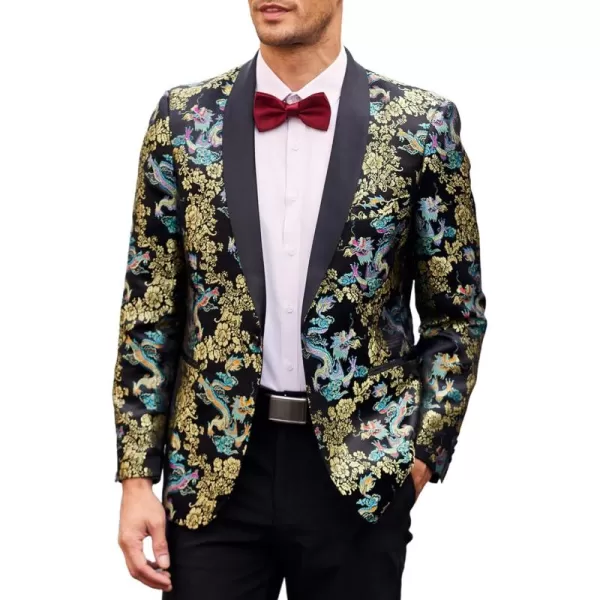 COOFANDY Men's Floral Tuxedo Jacket Luxury Embroidered Stylish Suit Blazer Jacket for Wedding Party Dinner