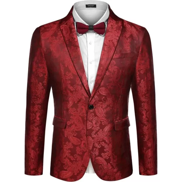 COOFANDY Men's Floral Tuxedo Jacket Paisley Notch Lapel Stylish Suit Blazer Jacket for Wedding, Dinner, Prom, Party