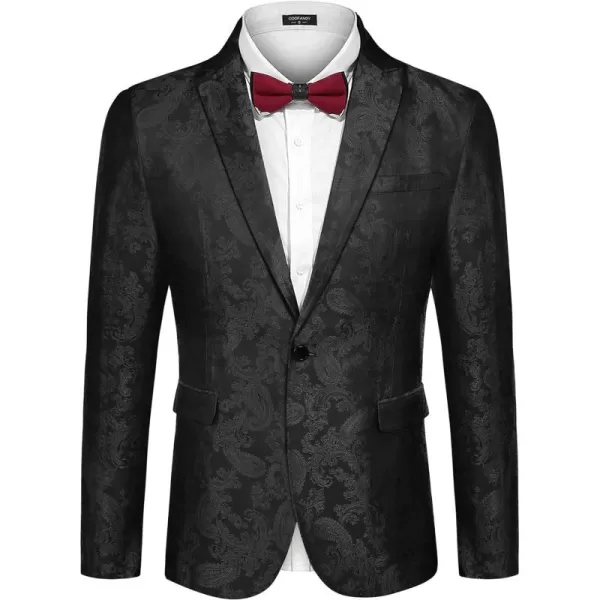 COOFANDY Men's Floral Tuxedo Jacket Paisley Notch Lapel Stylish Suit Blazer Jacket for Wedding, Dinner, Prom, Party