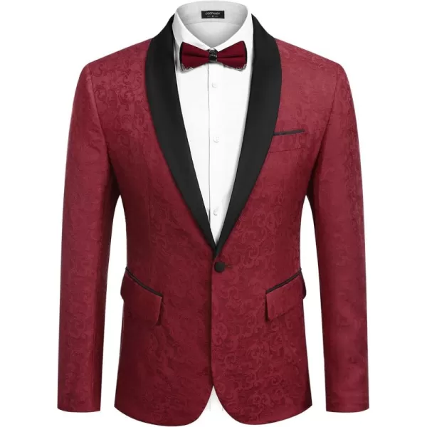 COOFANDY Men's Floral Tuxedo Jacket Paisley Shawl Lapel Stylish Suit Blazer Jacket for Wedding, Dinner, Party, Prom
