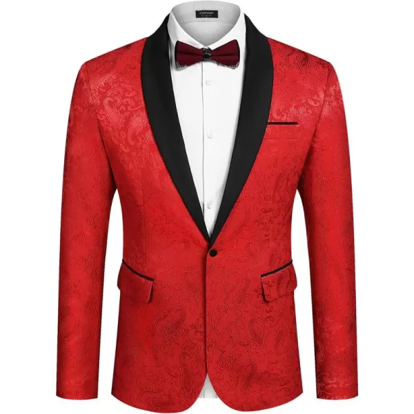 COOFANDY Men's Floral Tuxedo Jacket Paisley Shawl Lapel Stylish Suit Blazer Jacket for Wedding, Dinner, Party, Prom