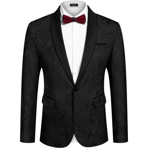 COOFANDY Men's Floral Tuxedo Jacket Paisley Shawl Lapel Stylish Suit Blazer Jacket for Wedding, Dinner, Party, Prom