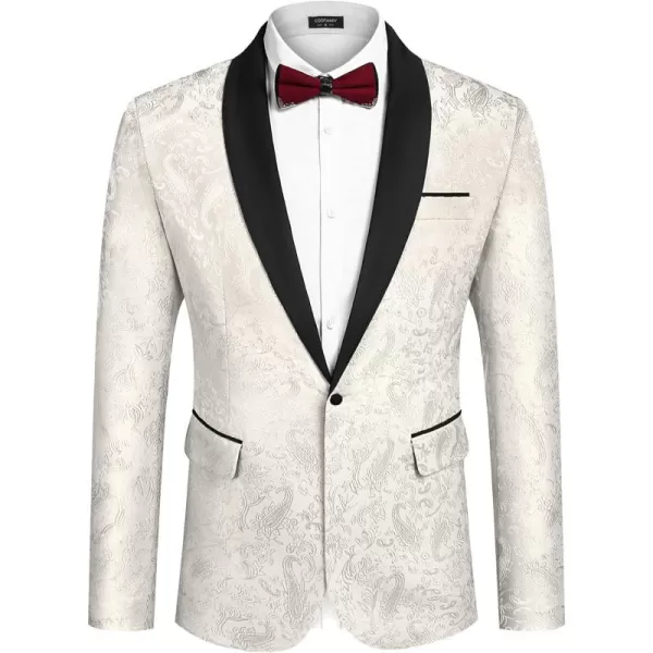 COOFANDY Men's Floral Tuxedo Jacket Paisley Shawl Lapel Stylish Suit Blazer Jacket for Wedding, Dinner, Party, Prom