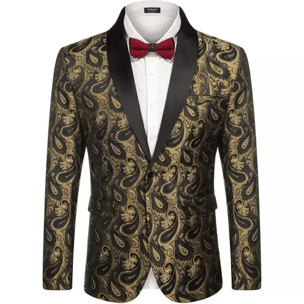 COOFANDY Mens Floral Tuxedo Jacket Paisley Shawl Lapel Suit Blazer Jacket for Dinner,Prom,Wedding