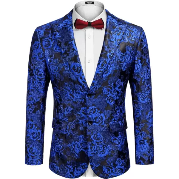 COOFANDY Men's Floral Tuxedo Jacket Rose Embroidered Suit Jacket Wedding Prom Dinner Party Blazer