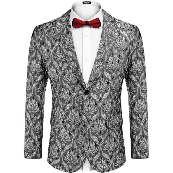 COOFANDY Men's Floral Tuxedo Jacket Rose Embroidered Suit Jacket Wedding Prom Dinner Party Blazer