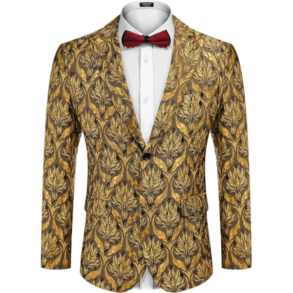 COOFANDY Men's Floral Tuxedo Jacket Rose Embroidered Suit Jacket Wedding Prom Dinner Party Blazer
