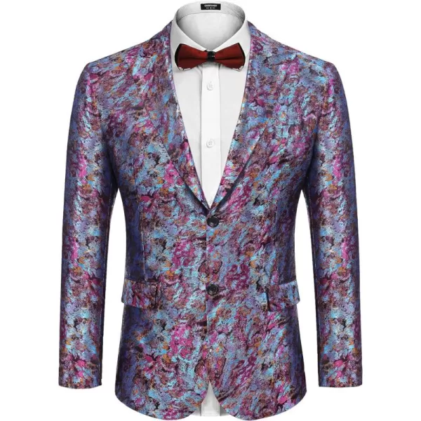 COOFANDY Men's Floral Tuxedo Jacket Rose Embroidered Suit Jacket Wedding Prom Dinner Party Blazer