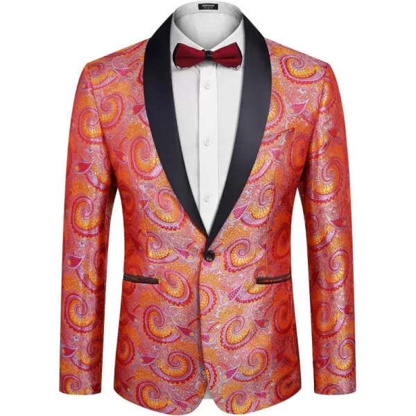 COOFANDY Men's Floral Tuxedo Jacket Slim Fit Luxury Embroidered Dress Suit Jacket for Party Dinner Wedding