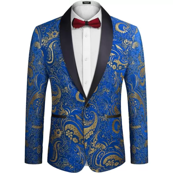 COOFANDY Men's Floral Tuxedo Jacket Slim Fit Luxury Embroidered Dress Suit Jacket for Party Dinner Wedding