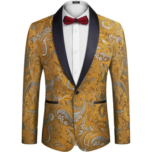 COOFANDY Men's Floral Tuxedo Jacket Slim Fit Luxury Embroidered Dress Suit Jacket for Party Dinner Wedding
