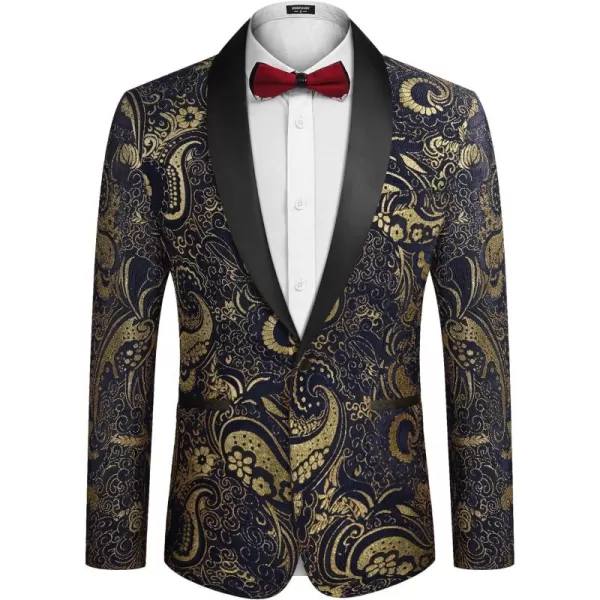 COOFANDY Men's Floral Tuxedo Jacket Slim Fit Luxury Embroidered Dress Suit Jacket for Party Dinner Wedding