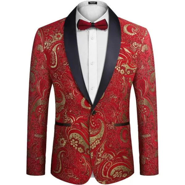 COOFANDY Men's Floral Tuxedo Jacket Slim Fit Luxury Embroidered Dress Suit Jacket for Party Dinner Wedding