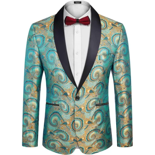 COOFANDY Men's Floral Tuxedo Jacket Slim Fit Luxury Embroidered Dress Suit Jacket for Party Dinner Wedding