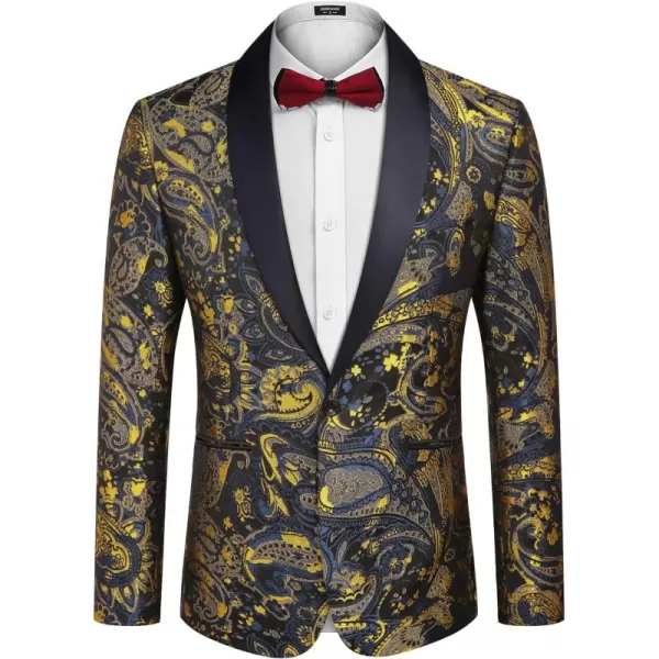 COOFANDY Men's Floral Tuxedo Jacket Slim Fit Luxury Embroidered Dress Suit Jacket for Party Dinner Wedding