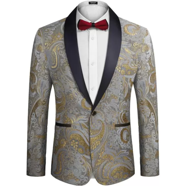 COOFANDY Men's Floral Tuxedo Jacket Slim Fit Luxury Embroidered Dress Suit Jacket for Party Dinner Wedding