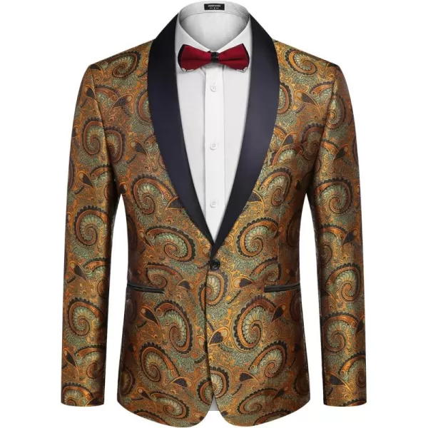 COOFANDY Men's Floral Tuxedo Jacket Slim Fit Luxury Embroidered Dress Suit Jacket for Party Dinner Wedding