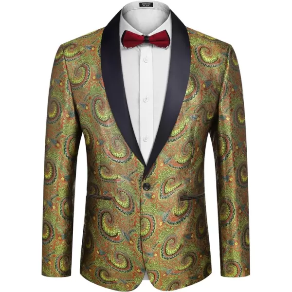 COOFANDY Men's Floral Tuxedo Jacket Slim Fit Luxury Embroidered Dress Suit Jacket for Party Dinner Wedding