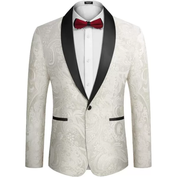 COOFANDY Men's Floral Tuxedo Jacket Slim Fit Luxury Embroidered Dress Suit Jacket for Party Dinner Wedding