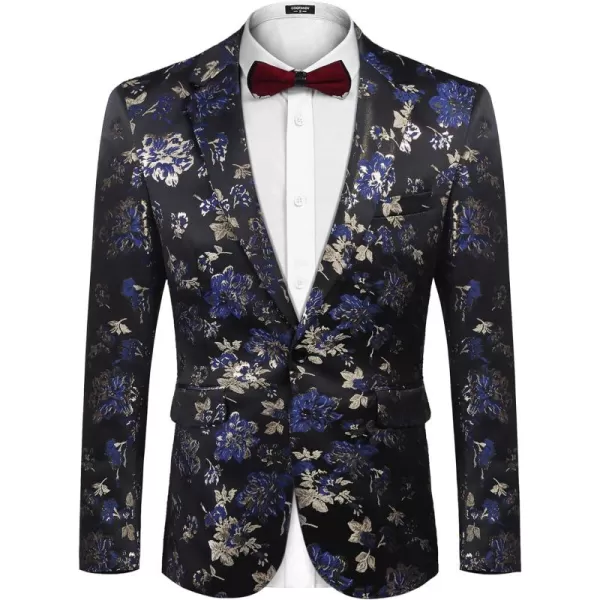 COOFANDY Mens Floral Tuxedo Jackets Slim Fit Suit Blazer Jacket for Dinner Prom Wedding