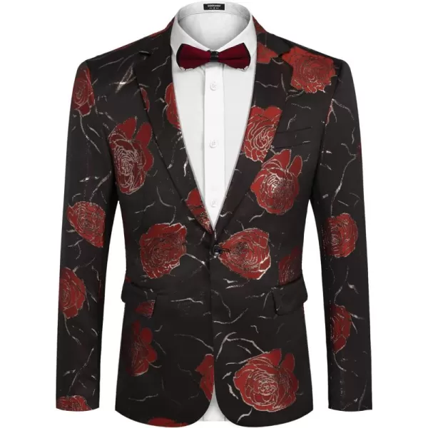 COOFANDY Mens Floral Tuxedo Jackets Slim Fit Suit Blazer Jacket for Dinner Prom Wedding