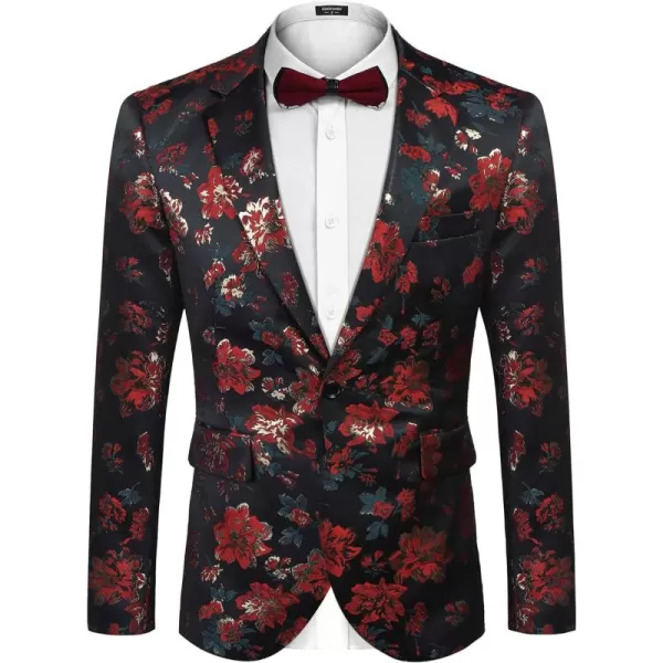 COOFANDY Mens Floral Tuxedo Jackets Slim Fit Suit Blazer Jacket for Dinner Prom Wedding