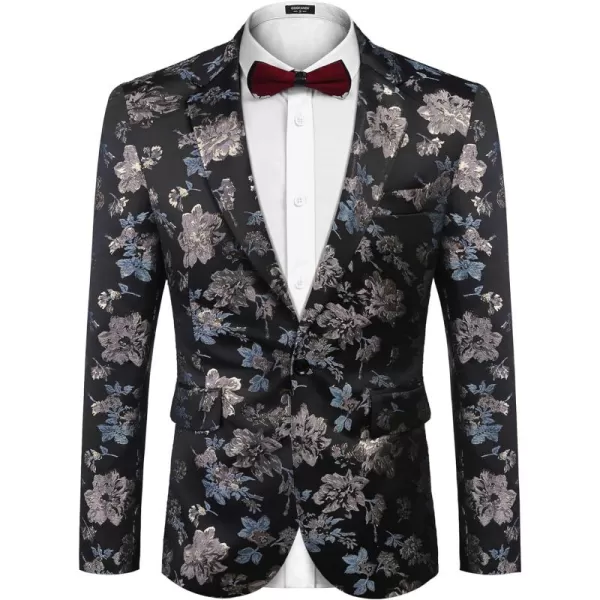 COOFANDY Mens Floral Tuxedo Jackets Slim Fit Suit Blazer Jacket for Dinner Prom Wedding