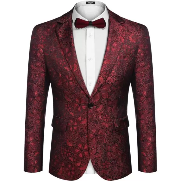 COOFANDY Mens Floral Tuxedo Jackets Slim Fit Suit Blazer Jacket for Dinner Prom Wedding