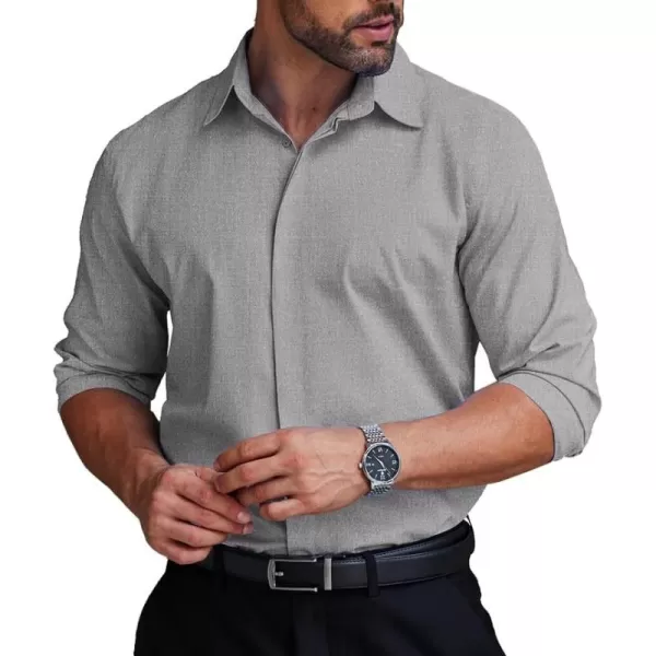 COOFANDY Men's Formal Dress Shirt Hidden Button Front Wrinkle Free Shirt Regular Fit Stretch Business Casual Shirts