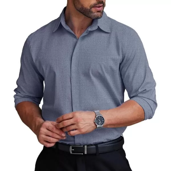 COOFANDY Men's Formal Dress Shirt Hidden Button Front Wrinkle Free Shirt Regular Fit Stretch Business Casual Shirts