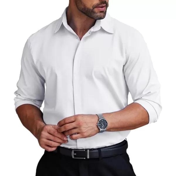 COOFANDY Men's Formal Dress Shirt Hidden Button Front Wrinkle Free Shirt Regular Fit Stretch Business Casual Shirts