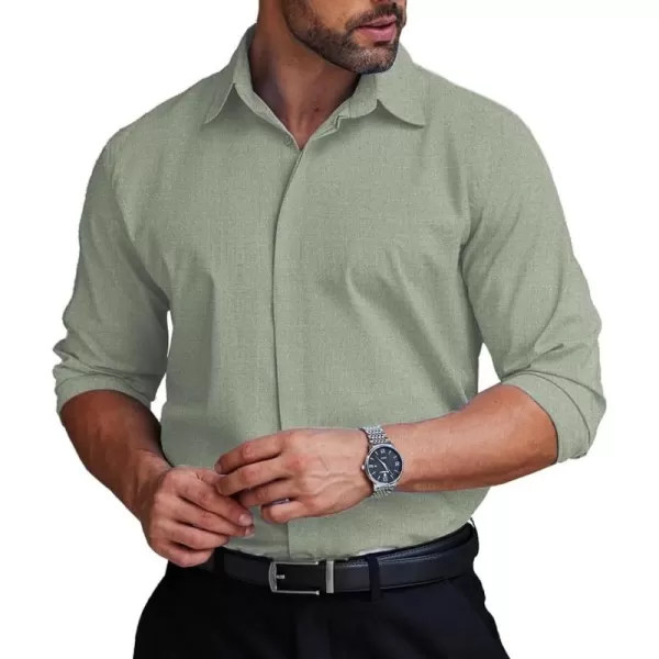 COOFANDY Men's Formal Dress Shirt Hidden Button Front Wrinkle Free Shirt Regular Fit Stretch Business Casual Shirts